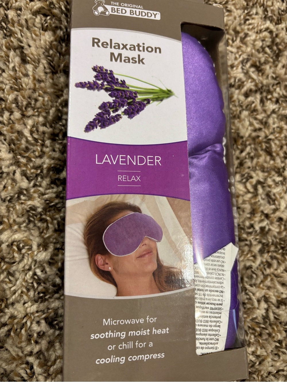 Bed Buddy Relaxation Mask Lavender Satin Single Sleep Mask Purple BBF4006-12